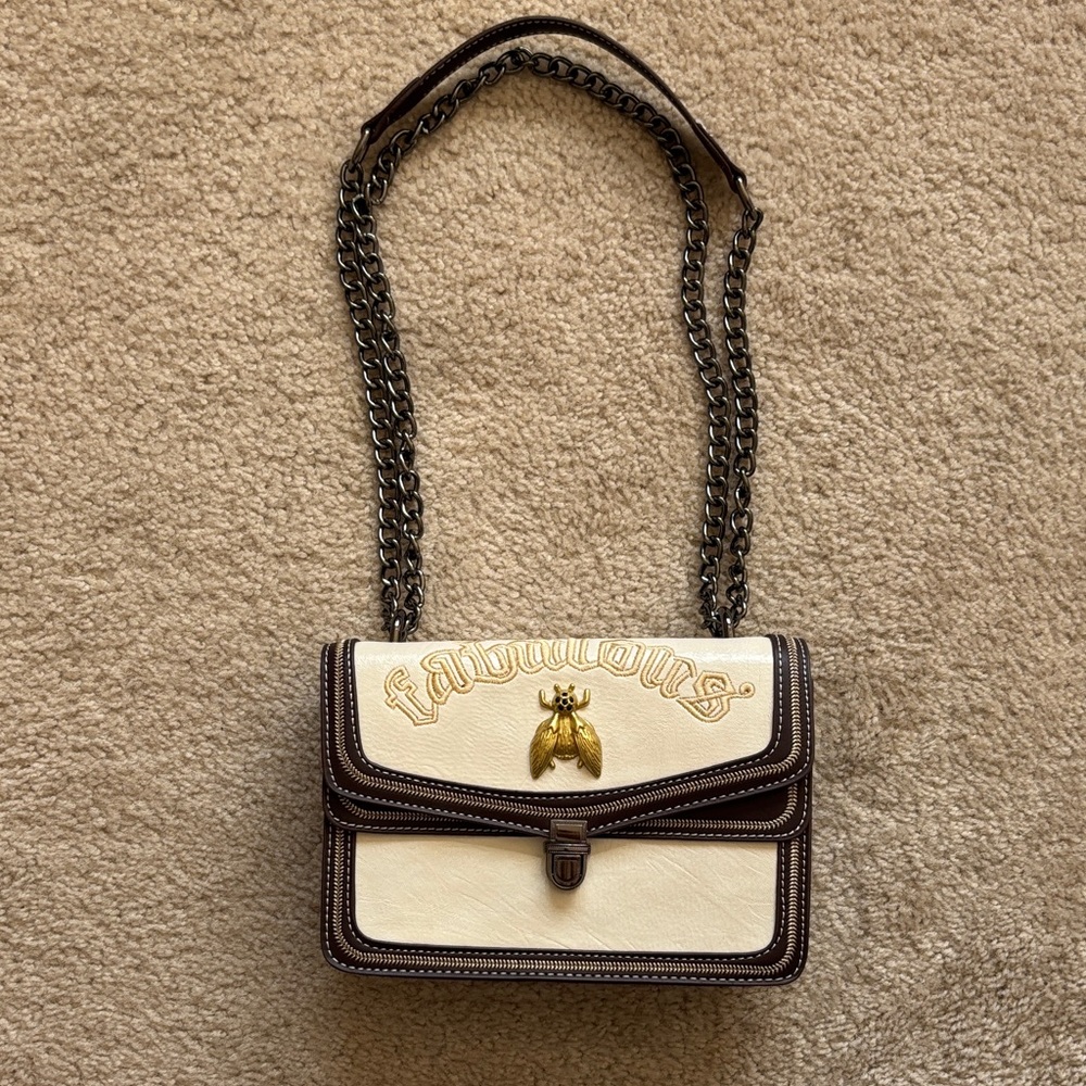 Fabulous Chained Crossbody Bag with Gold Bee